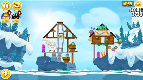 Angry birds. Estações: Esqui ou guincho em português
