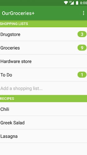 Version complètement pure Our Groceries: Liste des courses sans modes