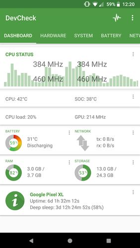 Version complètement pure DevCheck: Informations sur le hardware et le système sans modes