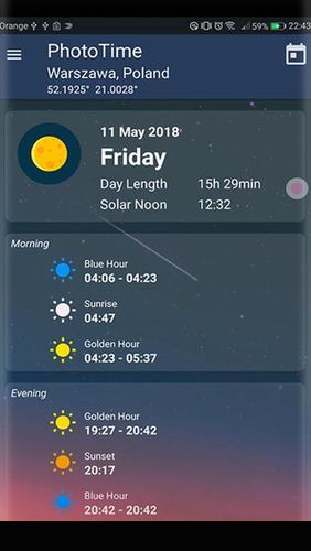 Completely clean version PhotoTime: Golden hour - Blue hour time calculator without mods