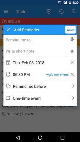 Aplicación de Android Recordatorio con alarma